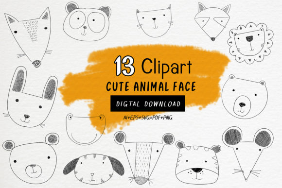 13 File Cute Animal Clip Art Bundle: Your Design Toolkit