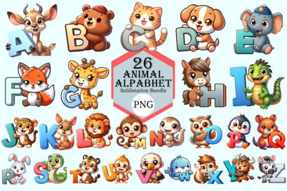 Animal Alphabet Sublimation Bundle V1: Creative Assets for Modern Projects
