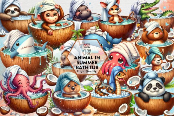 Animal in Summer Bathtub Clipart PNG: A Designer's Guide