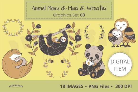 Animal Moms & Minis: Whimsical Clip Art for Heartfelt Designs
