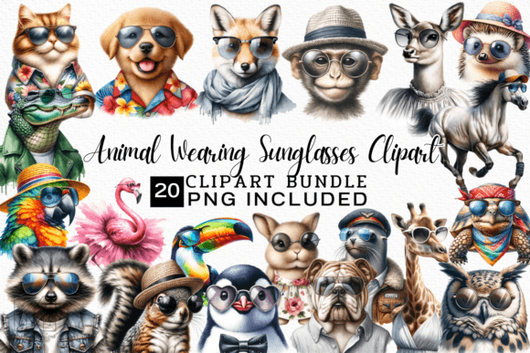 Animal Wearing Sunglasses Clipart: Infuse Fun into Your Designs