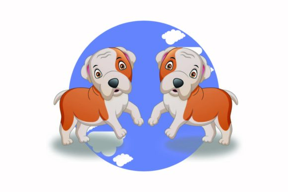 Charming Dog Cute Animal Cloud Circle Shadow Design Elements