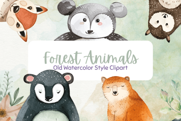 Charming Vintage Watercolor Forest Animal Clipart for Your Projects