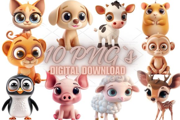 Cute Animal 3d Clipart, PNG 4S-30: A Designer's Toolkit