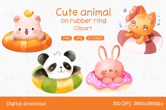 Cute Animal Clipart: Summer Fun for Creative Projects
