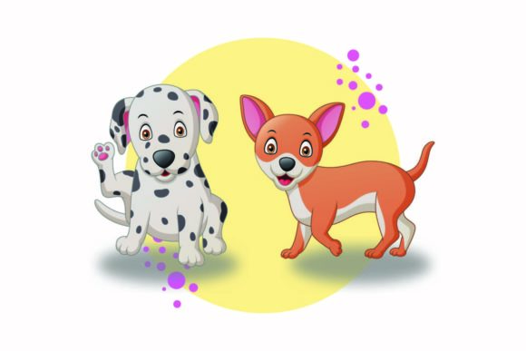 Dog Cute Animal Circle Bubbles Shadow: A Playful Design Asset