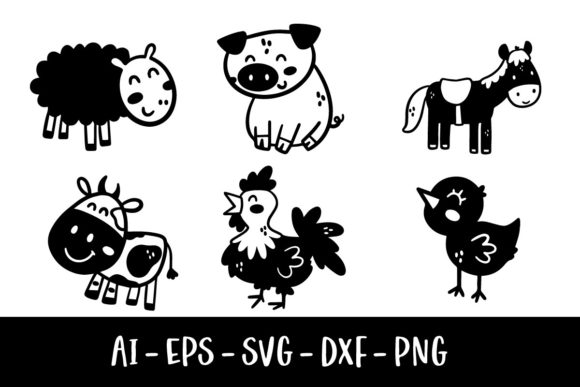 Farm Animal Doodles: The A-Moo-Zing Design Asset for Educational and Creative Projects