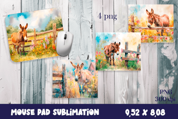 Farm Donkey Sublimation Animal Mouse Pad Design: A Rustic Digital Asset