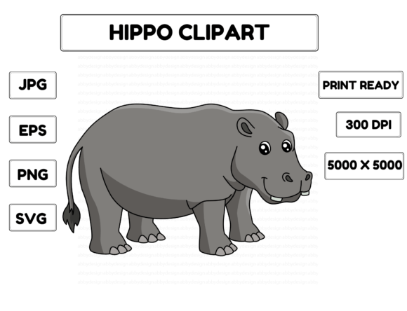Hippo Animal Cartoon Colored Clipart: A Designer's Delight