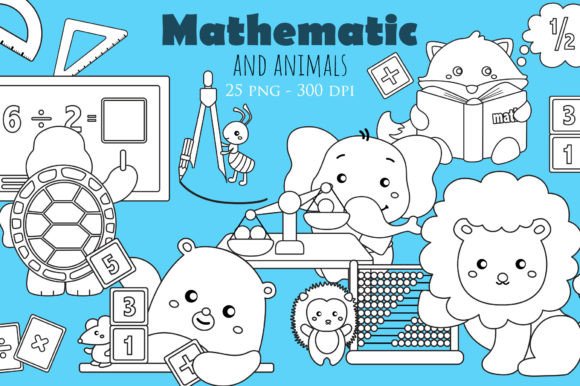 Mathematic Animal Digital Stamp Cartoon: Creative Clipart Guide