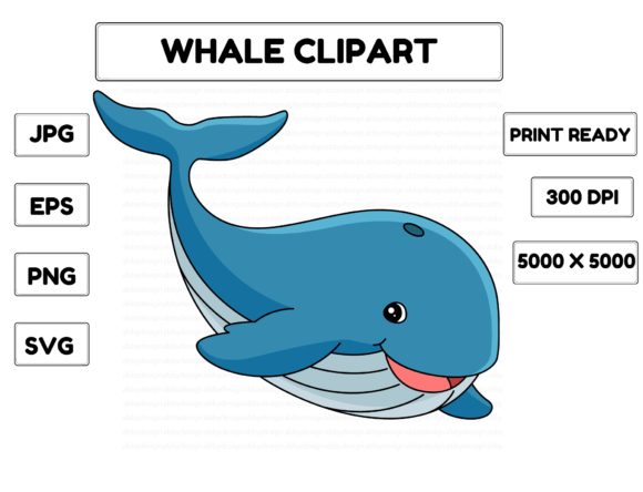 Whale Animal Cartoon Colored Clipart: A Designer's Friendly Giant